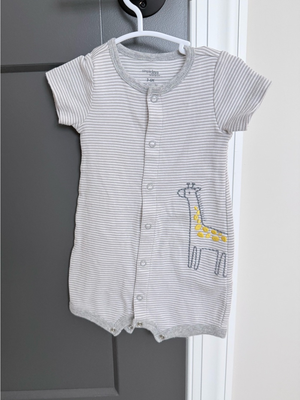 Simple Joys Baby Boy Striped One-Piece Bodysuit with Yellow Giraffe